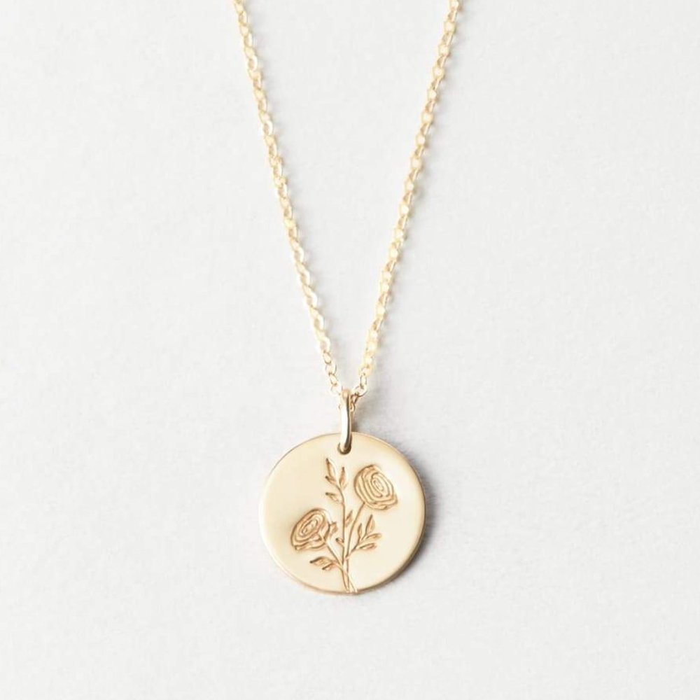 Buttercup Flower Engraved Chic Cute Charm Necklace - Picture 4 of 16